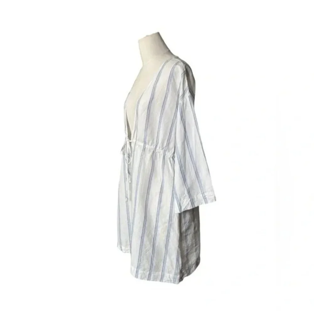 J. CREW - V-neck linen-cotton tunic dress in stripe in S